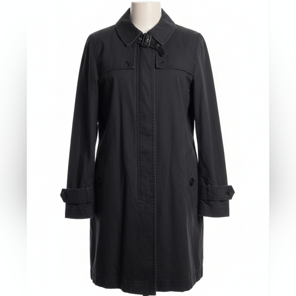 Gap Vintage 2003 Black Cotton Mac Trench Coat - Mod Floral Lining - Size M - Picture 3 of 16